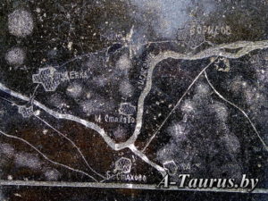 Карта окрестностей старого Борисова, на памятнике батареи