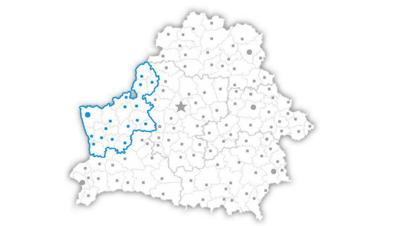 Города Гродненской области на карте Беларуси