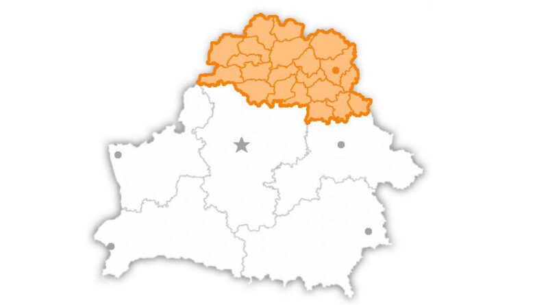 Районы Витебской области на карте Беларуси